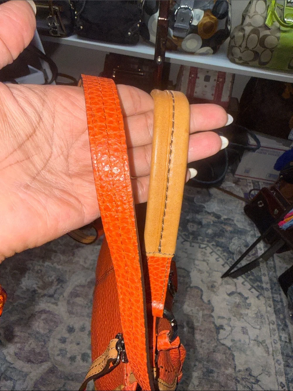 Brighton Rare Orange Leather Crossbody Saddle Bag